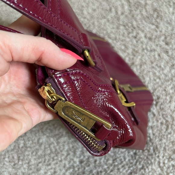 YSL Mini Downtown tote Wine Maroon Red Patent leather Designer Saint Laurent - Picture 5 of 8